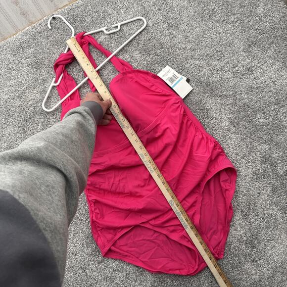 Jantzen Swimsuit Women 20W Plus Padded Barbiecore Ruched Halter Chic Retro Beach - Picture 5 of 7